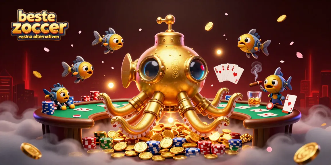 Erleben Sie die besten Zoccer Casino Alternativen mit einer dynamischen 3D-Illustration und Poker-Elementen.