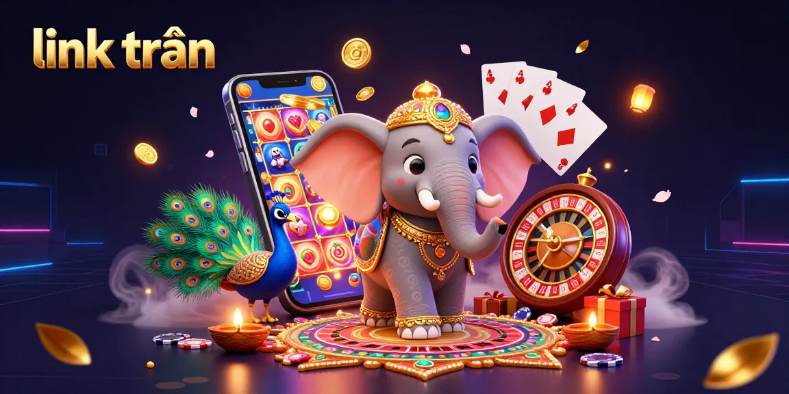 Play exciting slot games with link trần featuring vibrant scenes and dynamic casino symbols.